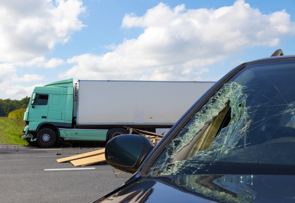 Publix semi truck collision with a sedan in Miami, Florida