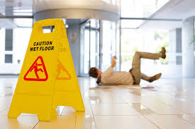 Slip and fall accident occurring in shopping center.